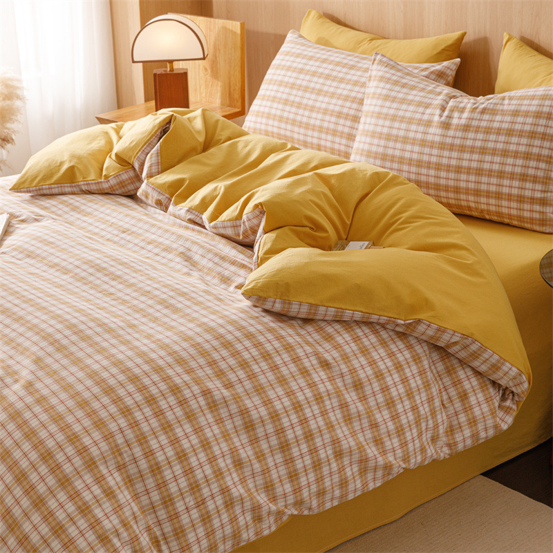 Juego de cama de dormitorio de estudiantes de tres piezas de algodón puro 2025 nuevas sábanas de cuatro piezas fundas de edredón
