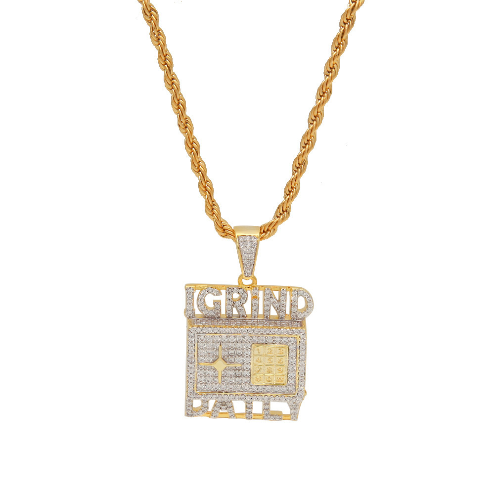 Nuova cassaforte hip-hop personalizzata di vendita calda con collana di gioielli di tendenza con ciondolo micro zircone intarsiato_voghion.com