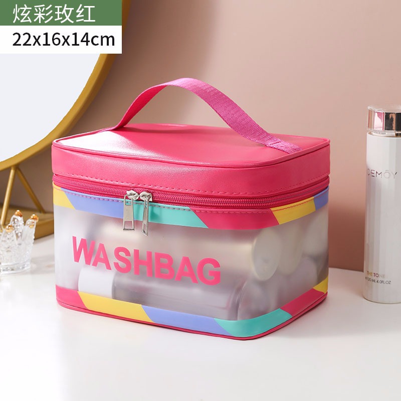 Bolsa de cosméticos transparente transfronteriza bolsa de almacenamiento impermeable de alta capacidad bolsa de lavado de maquillaje portátil PU
