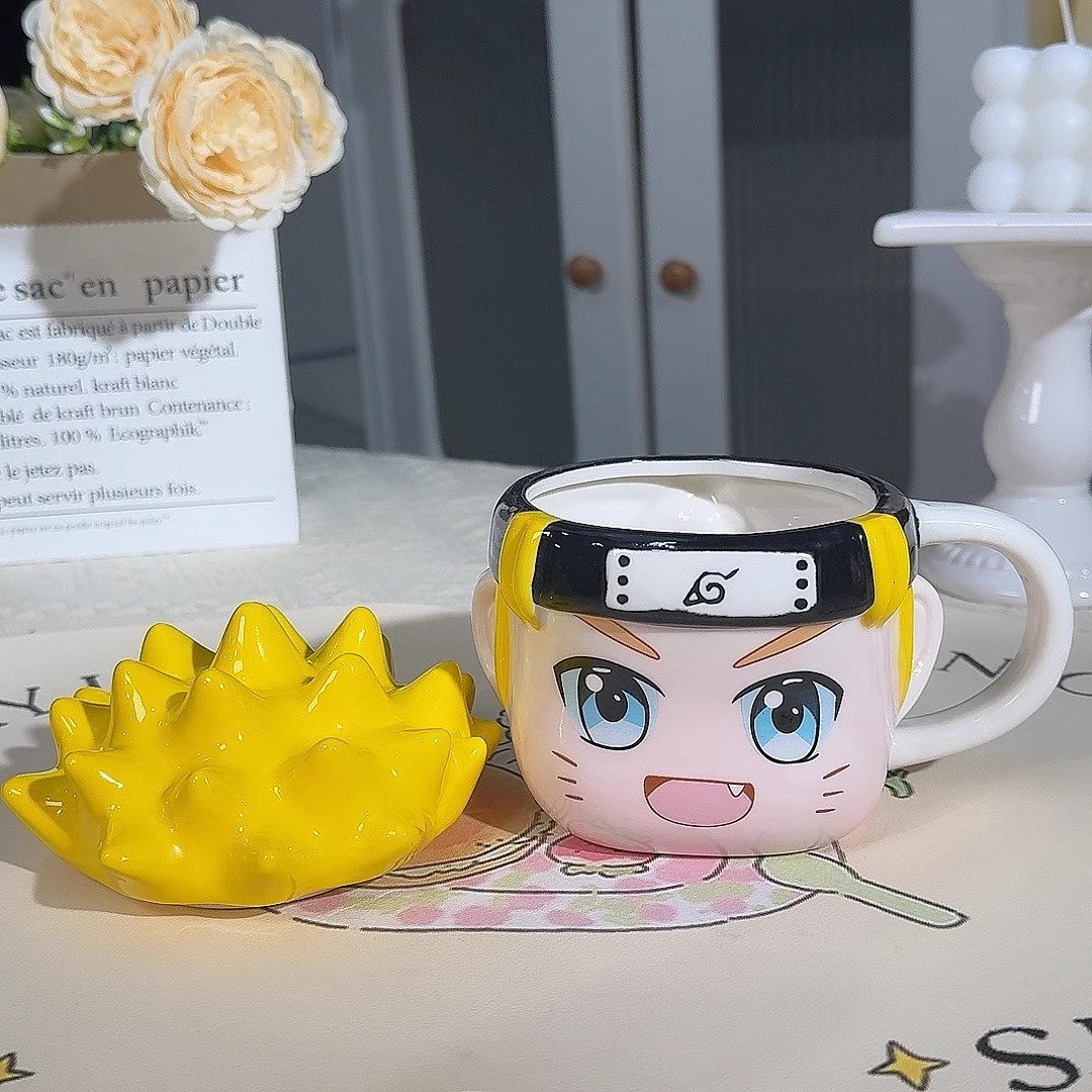 Taza de marca Hokage con cubierta de animación taza de agua taza de cerámica con personalidad creativa taza de leche de moda
