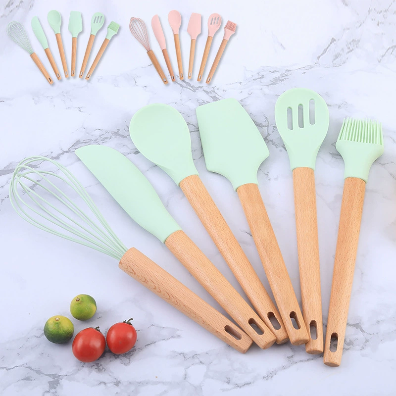 Силиконовый набор для выпечки 6 предметов деревянная ручка скребок для торта шпатель для масла взбиватель для яиц хлеб масло щетка для выпечки костюм