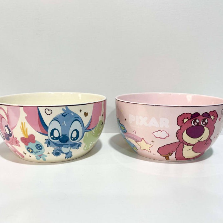 Juego de Vajilla de Cerámica con Diseño de Oso Mickey y Fresas, Tazón y Plato de Alta Calidad, en Caja de Regalo, para Uso Doméstico, Tazón de Fideos con Diseño de Dibujos Animados para Niñas