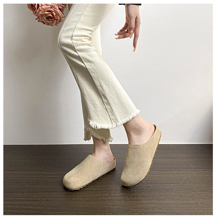 Dép lê nữ bít mũi đế dày mũi rộng phong cách Birkenstock, gót 3 cm — Màu caramel, Màu kaki, Màu mơ chi tiết 22