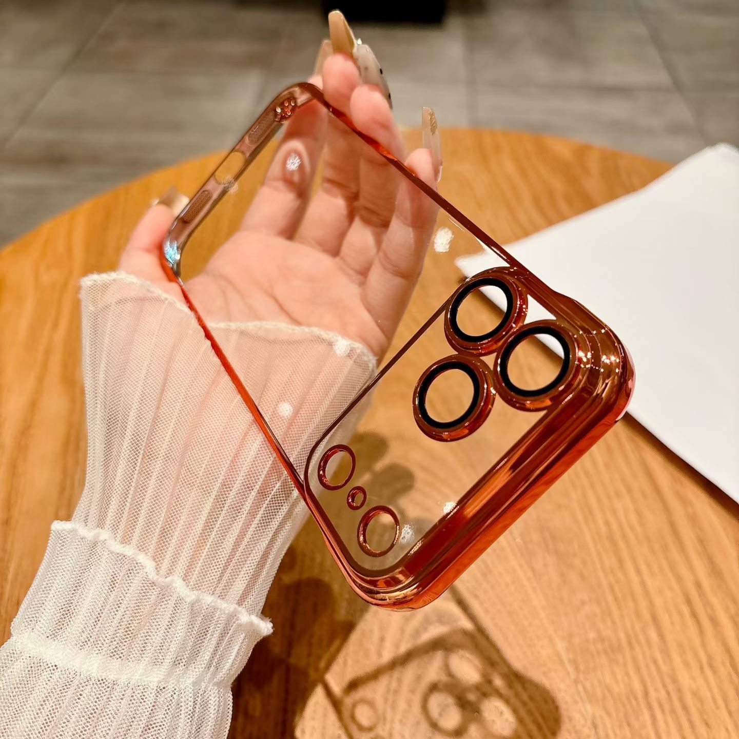 Funda para iPhone 17, Ultrafina, Transparente, Rígida, con Marco de PC Electrochapado, Compatible con iPhone 14, Protección
