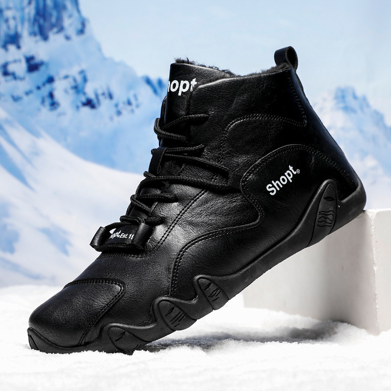 Uomo con pile invernale e scarpe alte, stivali caldi alla moda per giovani celebrità di Internet, versione coreana, Instagram_voghion.com