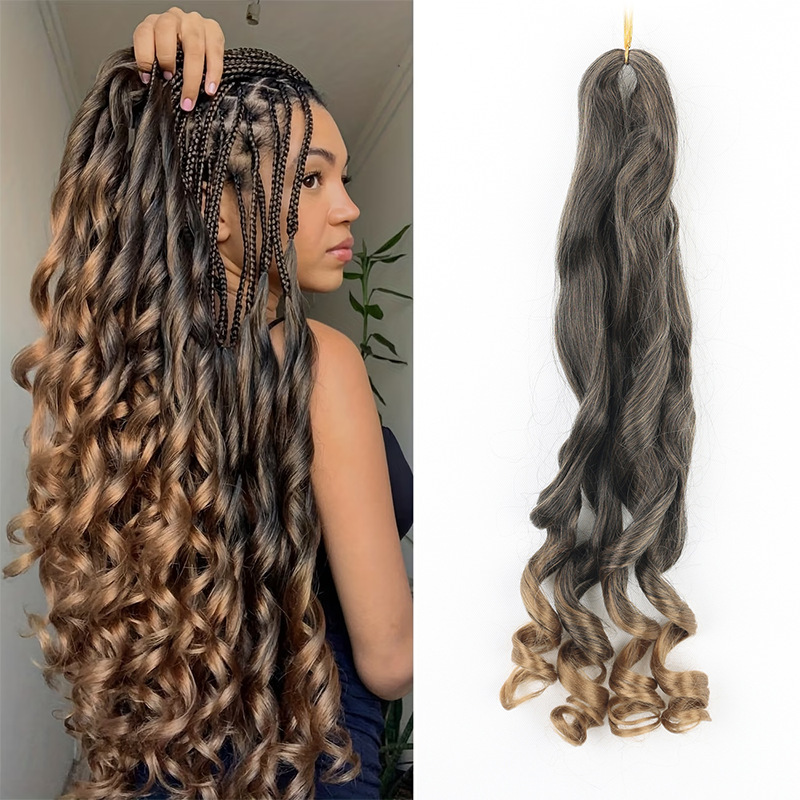 Cross-Border Long Curly Hair Women's Ponytail Wig French Curly Hair Extensions Wavy Synthetic Fiber Light Roman Curls