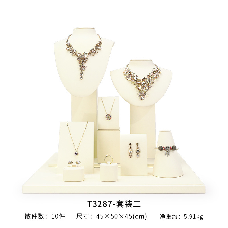Xu Yue joyería estante de exhibición beige superfibra aretes de lujo anillo de ventana joyería mostrador accesorios