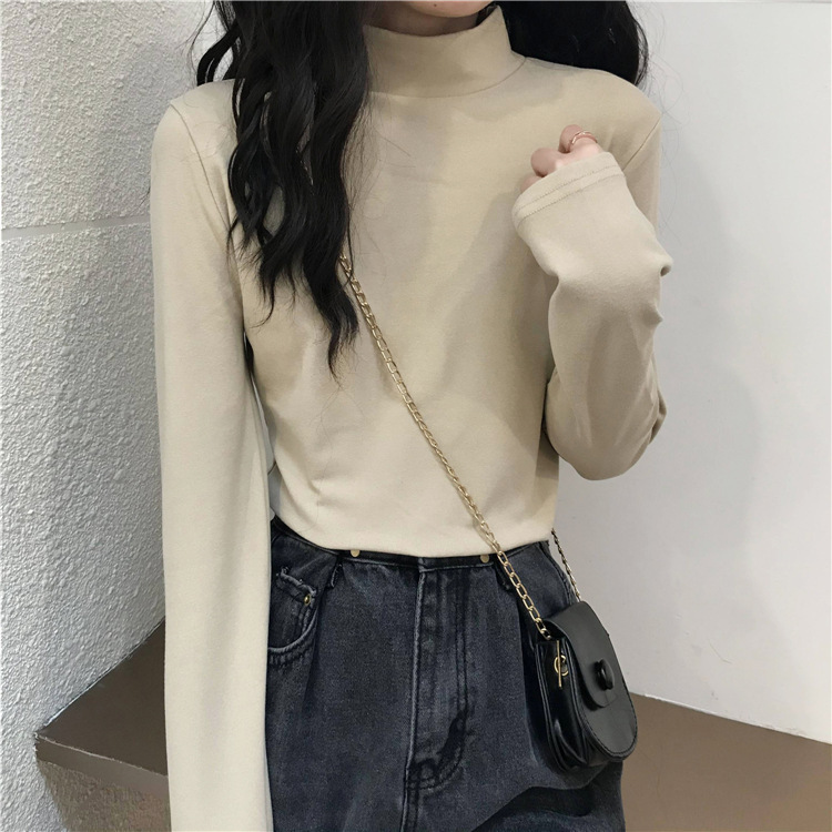 德绒半高领长袖女新款秋新款软糯亲肤加绒加厚T恤女装打底衫上衣|undefined