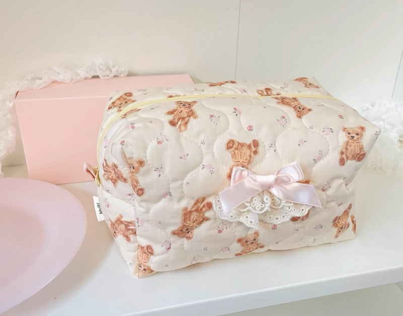 新型キルティングins風かわいい少女ジッパー化粧品収納バッグ旅行には大疆収納が必要だ|undefined