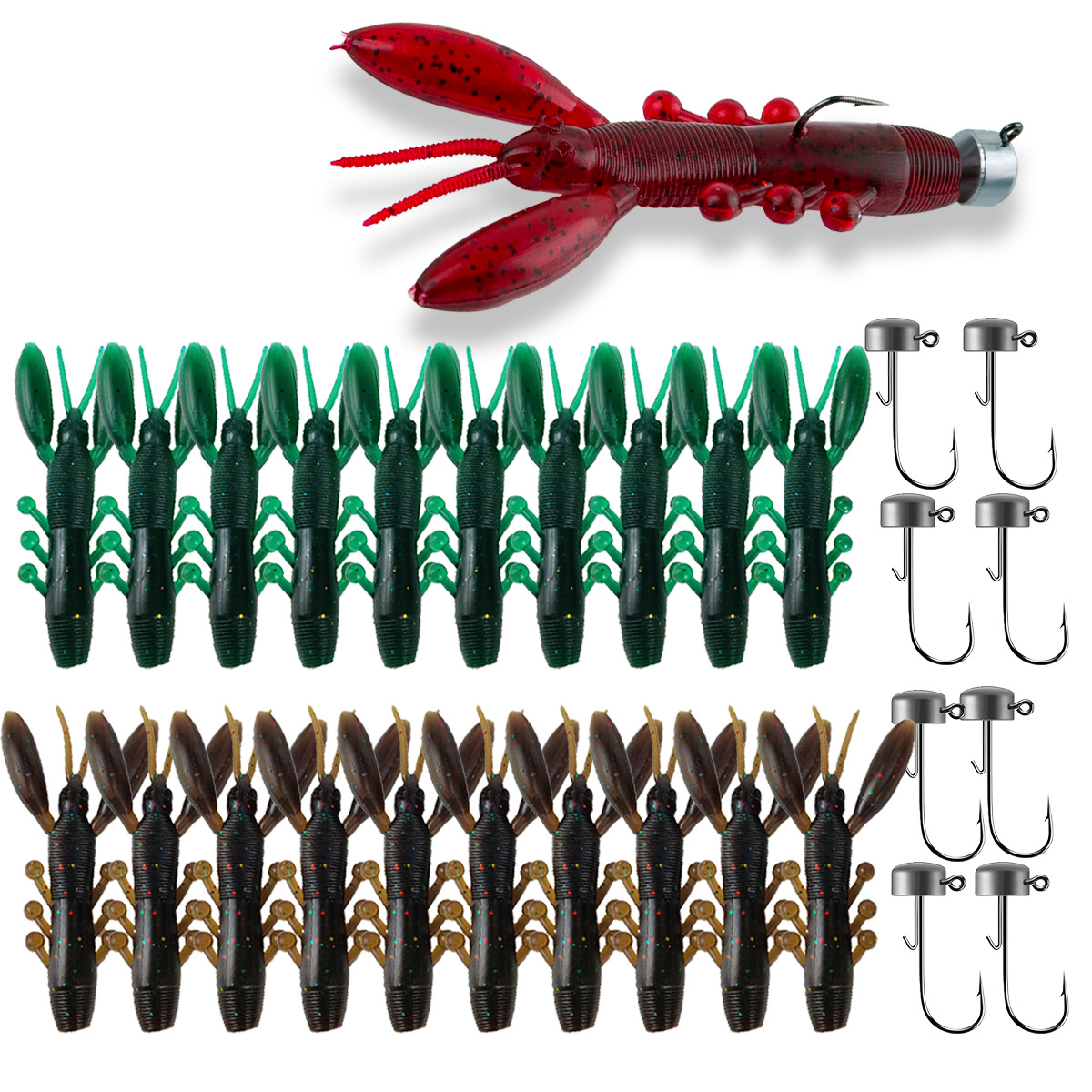 路亞餌內德鈎夜光錘錘蝦配鉛墜仿真魚餌路亞軟餌批發