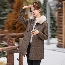 专柜同款皮毛一体中长款冬季女款皮衣绵羊皮毛领加绒韩版保暖外套