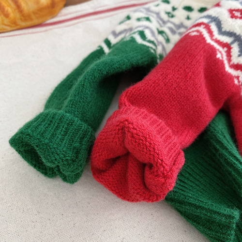 拜年服儿童 0-6岁冬季女童红色毛衣宝宝喜庆过年衣服圣诞节针织衫