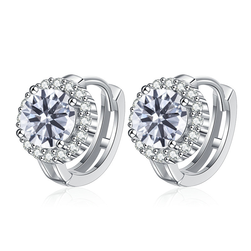 S925 auriculares de plata para mujeres pendientes de diamante de mozan temperamento simple fijación de orejas de flores de sol 50 puntos 1 quilates pendientes de piedra de mozan