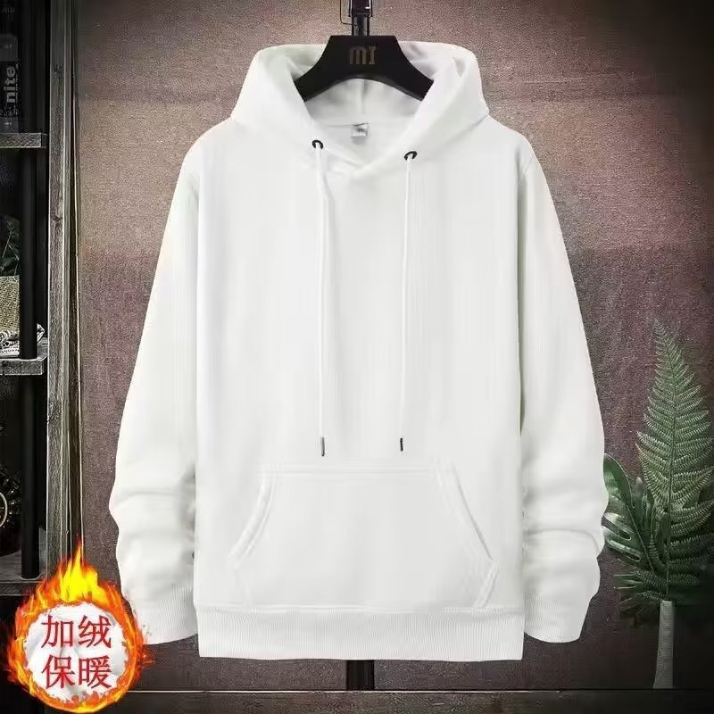 Men's Winter and Autumn Hooded Sweatshirt with Padded and Thick Outerwear, 2024 New High-End Solid Color Hooded Sweatshirt for Men, Casual