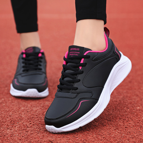 Autumn/Winter New Leather Waterproof Women's Casual Sports Shoes, Flat Anti-Slip Travel Shoes for Women, Plus Size Running Shoes