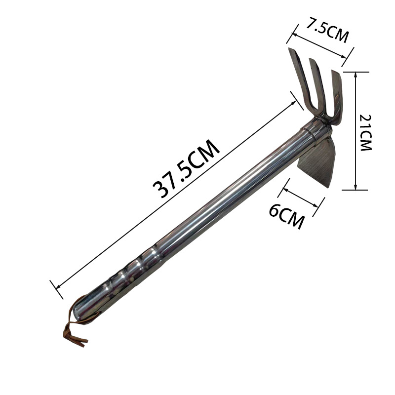厂家直销不锈钢两头忙家用农用三齿叉锄平锄园林工具