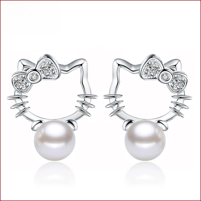 Fashionable silver earrings from pearl, internet celebrity, bright catchy style, wholesale