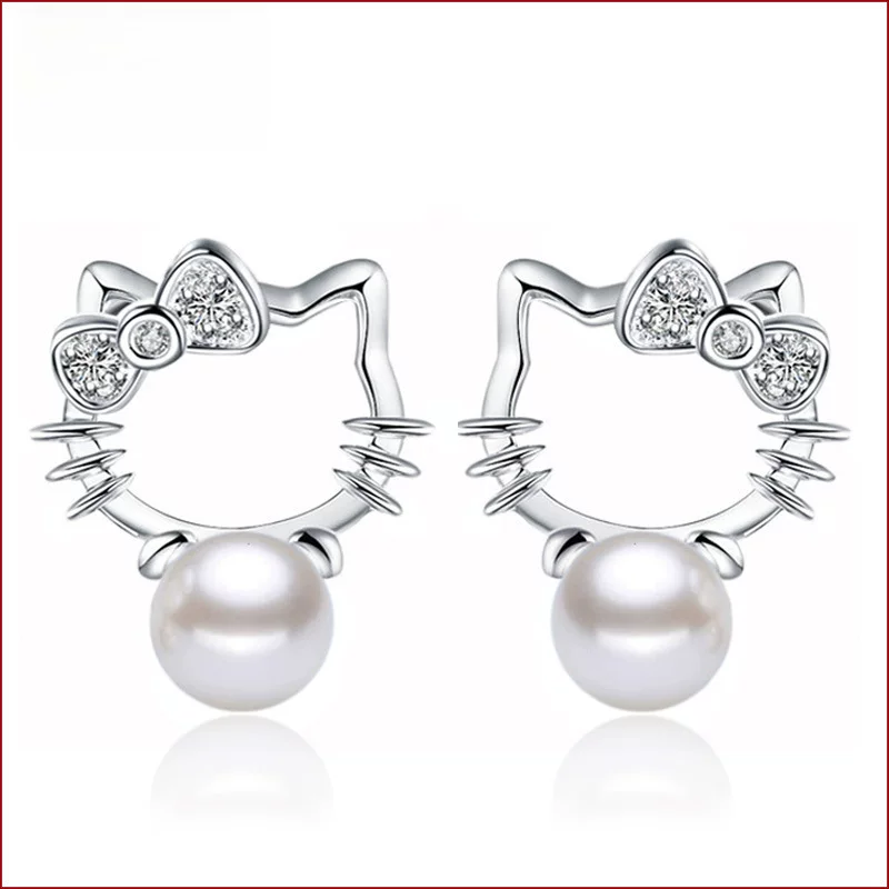 Fashionable silver earrings from pearl, internet celebrity, bright catchy style, wholesale