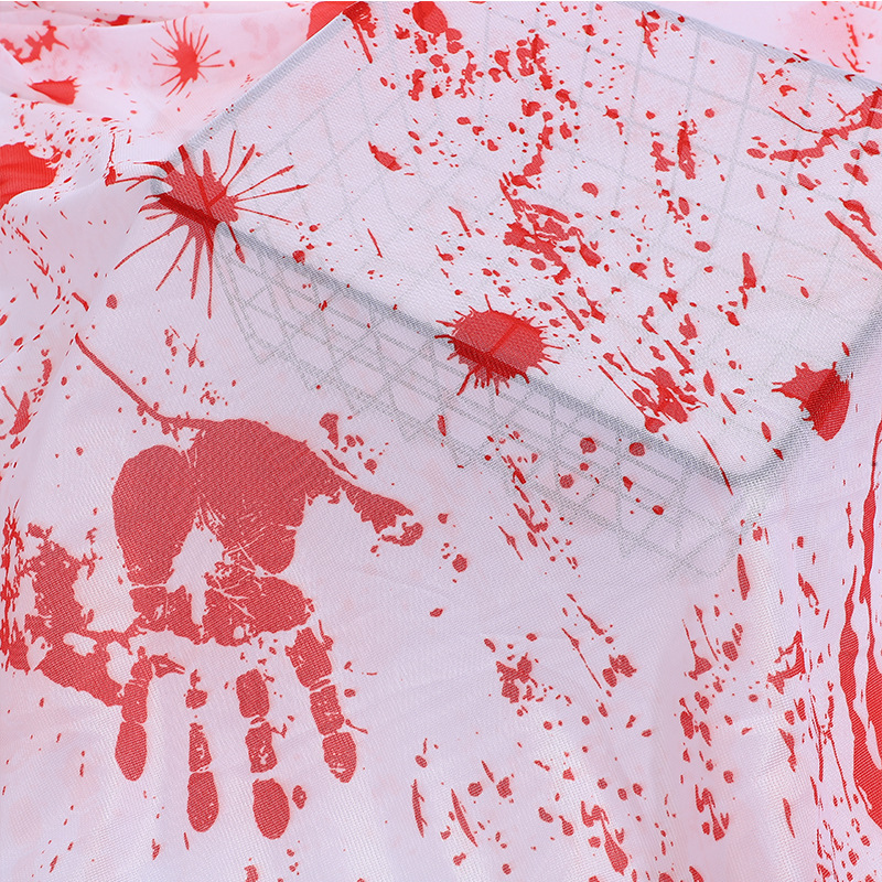 Impresión digital de sangre transfronteriza tela de malla de Halloween decoración de tela de malla de bandera de mesa de fiesta escena de diseño de ropa infantil