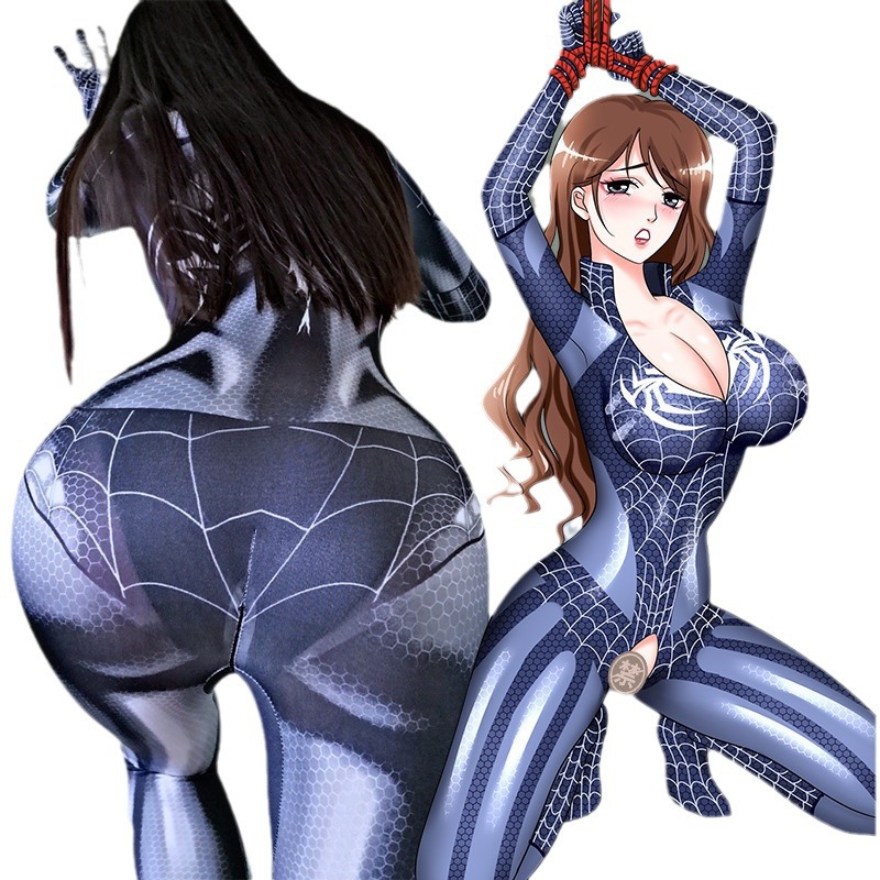 Lencería sexy uniforme de rol seductor Spider-Man pasión sexy cremallera de extremo abierto libre