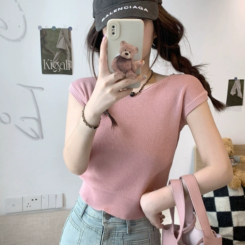 Корейский дизайн, нишевый универсальный свитер в полоску контрастного цвета для женщин, новый летний топ без рукавов для женщин