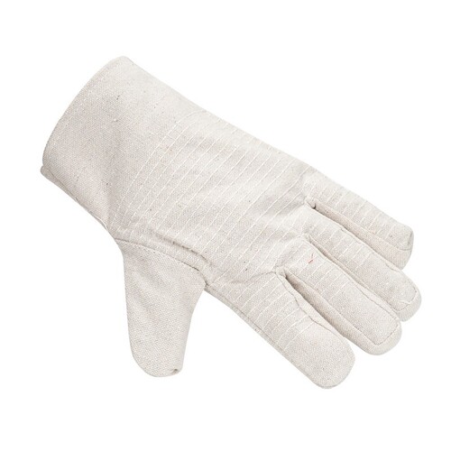 Canvas gloves labor protection work 24 lines white armor thickened double layer wear-resistant welding anti-scalding insulation construction site work wholesale