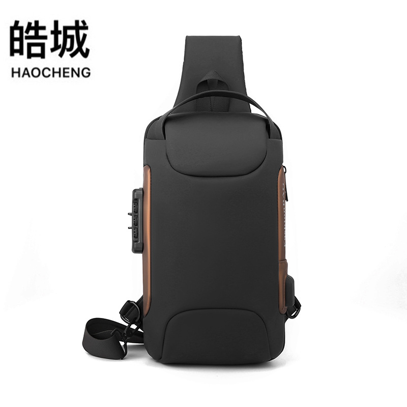 Bolso de pecho para hombre recargable USB nuevo transfronterizo, bolso de mensajero ligero para viajes de negocios, bolso de hombro multifuncional para viajeros