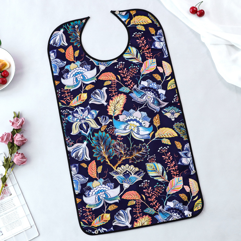 Suministro transfronterizo de ancianos babero de comida Toalla de saliva babero adulto moda en stock fábrica de Ventas Directas logotipo imprimible