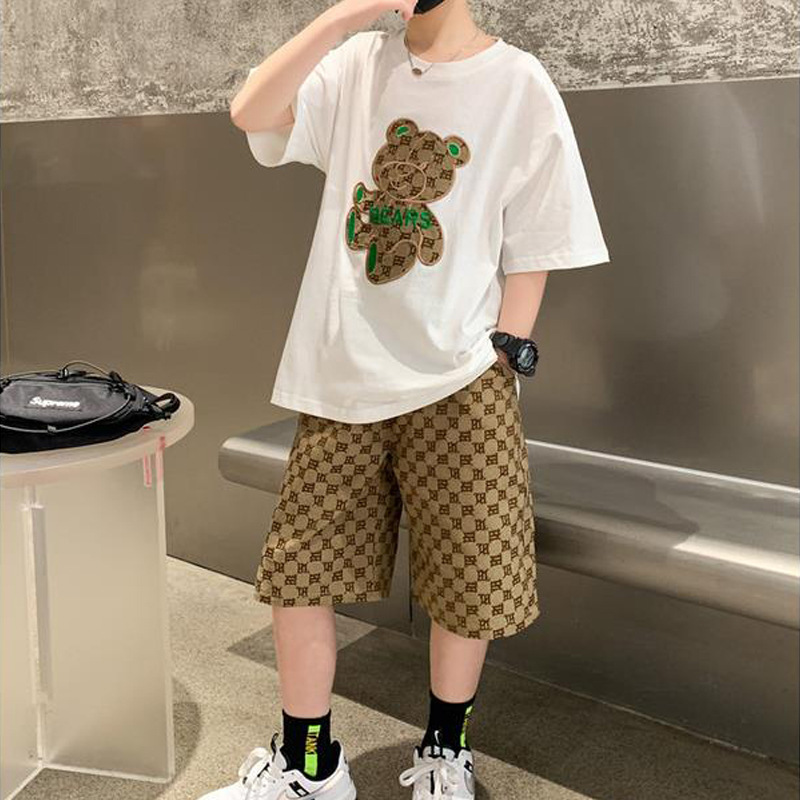 Boys Summer Suit Summer 2024 New Boys Cool Handsome Trendy Children's Clothing Handsome Short-sleeved Children's Clothes Thin