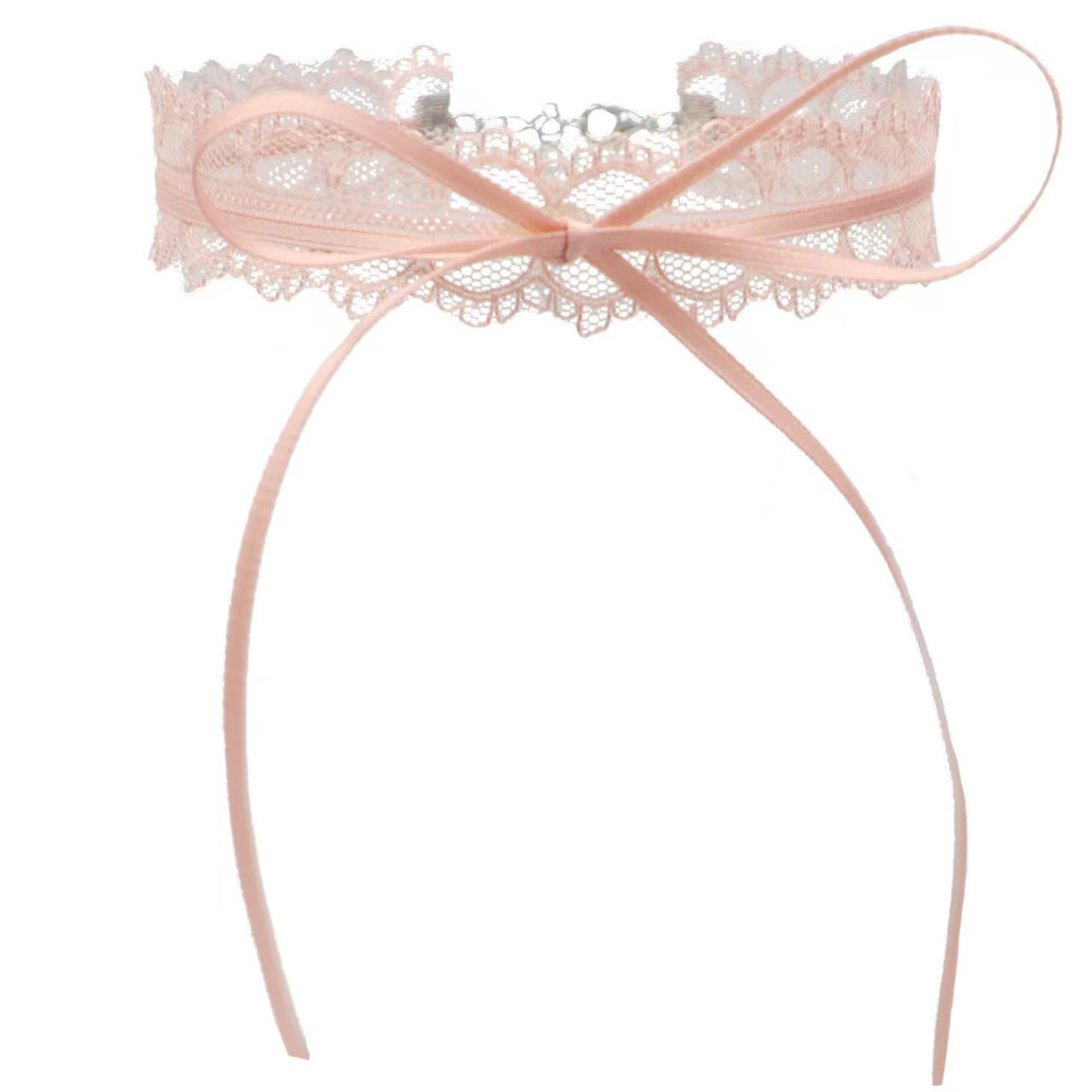 Necklace for Women, Light Pink Bow, New Jewelry, Fairy White Lace Strap, Neck Strap, Choker Short Clavicle Chain