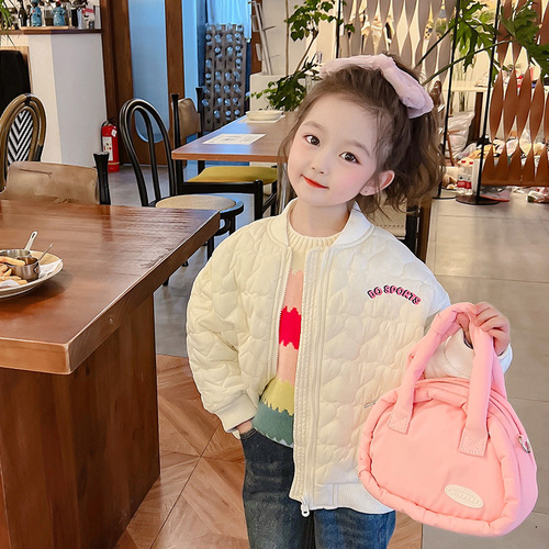 Girls Autumn and Winter Jackets  Western Style Baby Girl Padded Tops Girls Winter Clothes Cotton Clothes Children's Baseball Uniforms