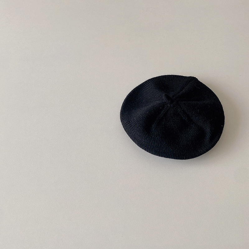 Bebé otoño crema boina color sólido sombrero de punto bebé estilo occidental pintor sombrero niños y niñas todo partido sombrero