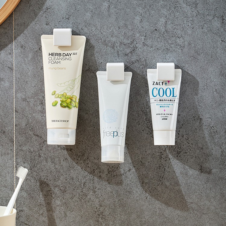 Halterung ohne Bohren, Organizer für Gesichtsreiniger, Ablage, Zahnpasta-Ausdrücker, Wandhalterung mit Clip_voghion.com