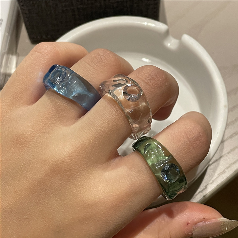 Korean SpecialInterest Design Transparent Resin Acrylic Ring Ins Style Sweet Cool Cold Style Open Ring Ring for Womenpicture1