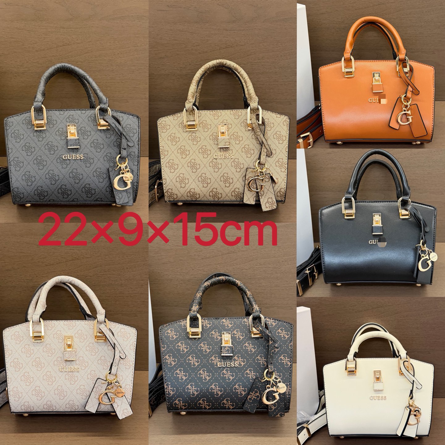 Guess üslubunda qadın çantası - qara rəngli tote və crossbody model