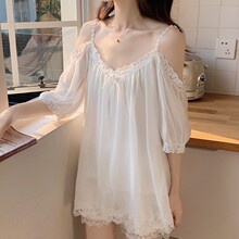 跨境一字肩网纱睡衣套装夏季家居服薄款网红女士纯欲公主风秋季宫