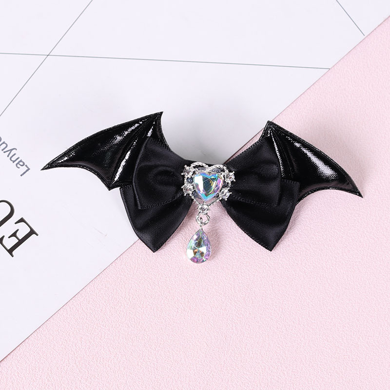 Original Halloween Dark Bat Hairpin Lolita Hair Accessories Lolita Demon Pendant Side Clip Bow Headwear