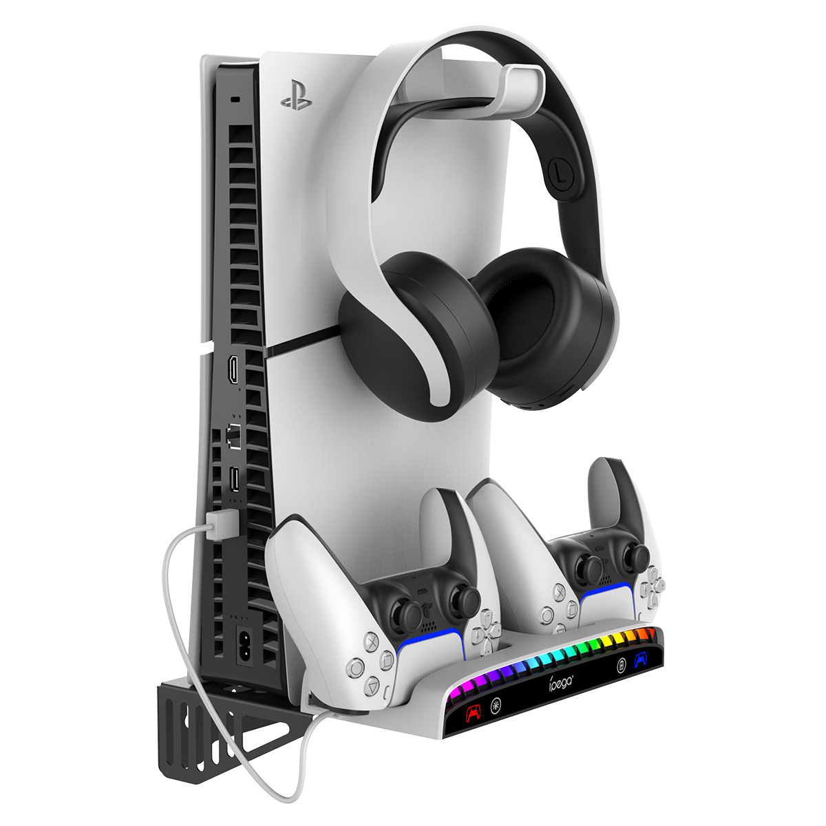 Aplicable a PS5 host PS5 Slim host multifunción montado en la pared base de carga con mango colorido base de carga