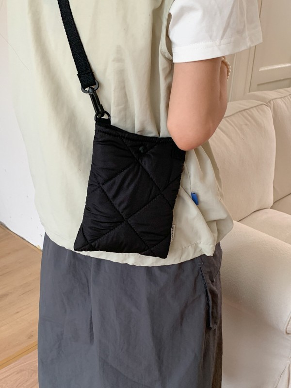 单肩包女士秋冬2025新款菱格绣线小包包ins手机包衔缝棉服斜挎包|undefined