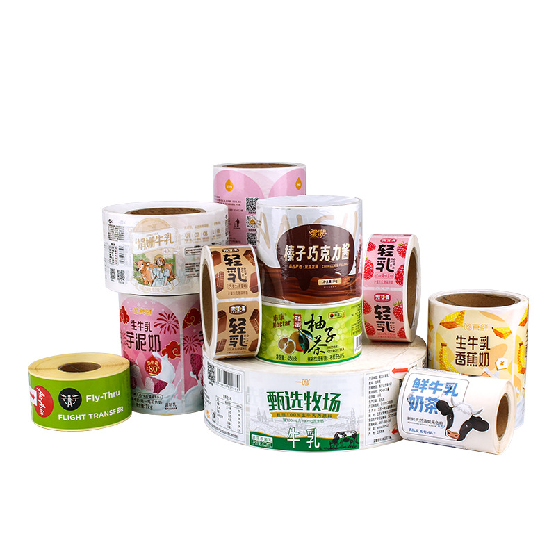 Etiqueta de alimentos Etiqueta engomada Té con leche personalizado Botella de bebida Logotipo Impresión Bronceado Rollo redondo Etiqueta autoadhesiva Personalizado
