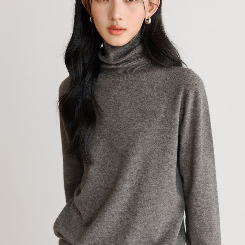Jnby/Jiangnan Buyi Outlet Autumn and Winter Sweaters Women's Loose Pullover Solid Color High Collar Long Sleeve Casual