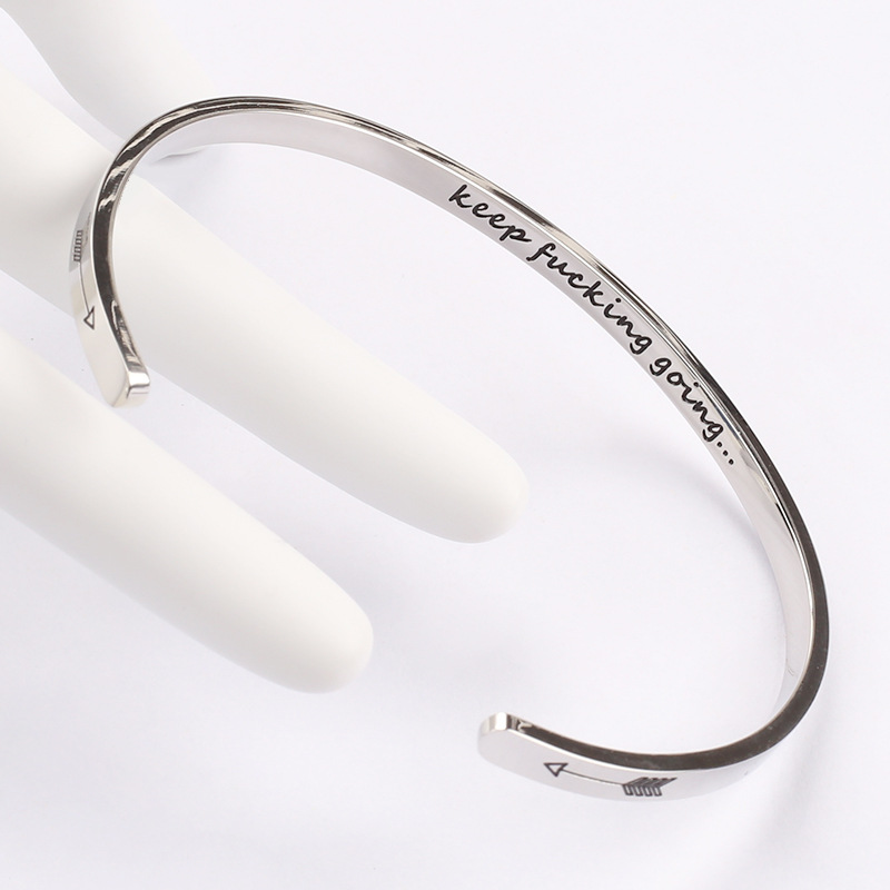 Fashion Letter Titanium Steel Polishing Bangle