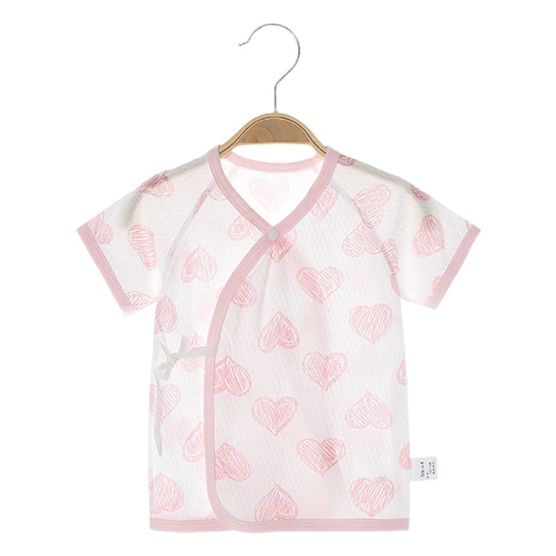 Baby Monk Clothing Short Sleeve 0-3 Months Newborn Baby Top and Gown Half Sleeve Breathable Thin Summer Cotton Boneless