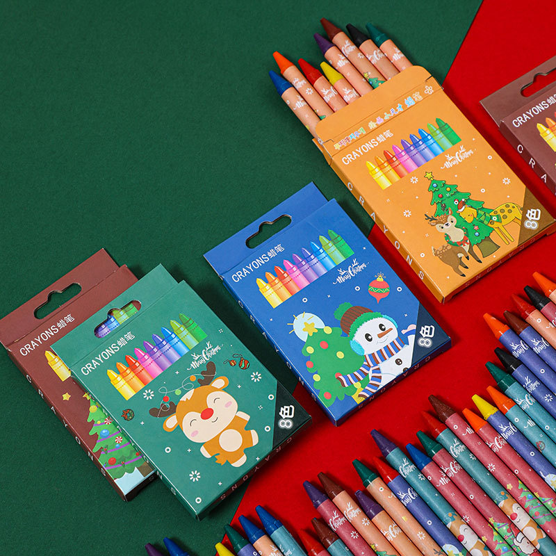 Navidad 8 colores crayones traje para colorear graffiti arte cepillo Escuela Primaria kindergarten Navidad regalo premio