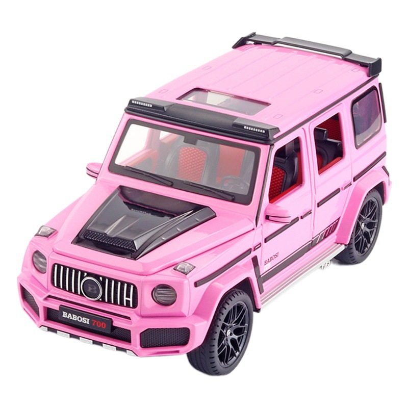 (En caja) 1:18 Rosa versión exclusiva Babos G700 material de aleación off-road modelo de coche 7 sonido abierto y colección de luz