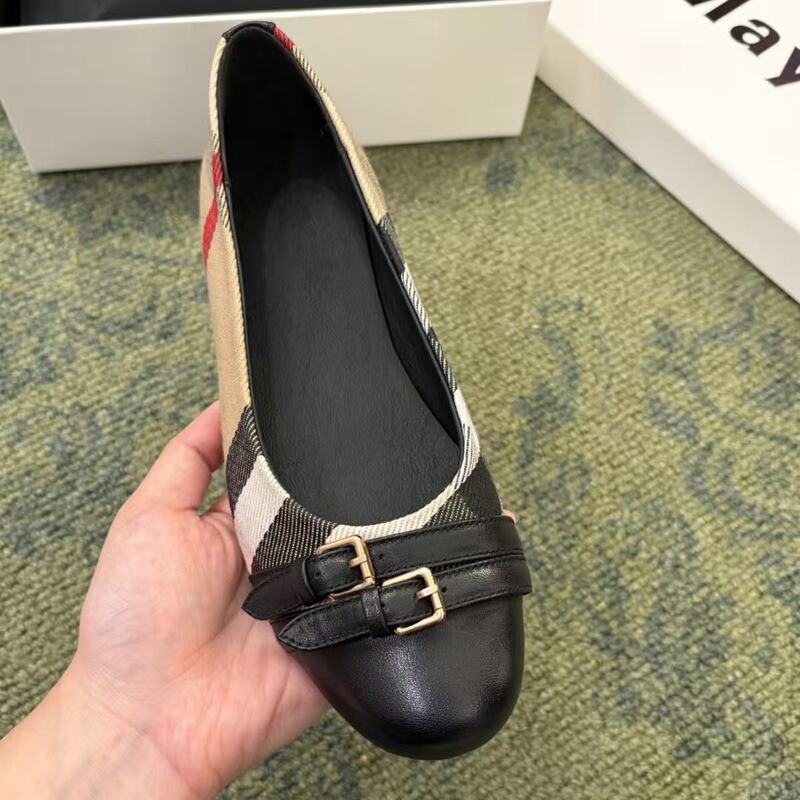 In stock~ Mognuonuo style large size round toe shallow slip-on women's comfortable plaid Mary Jane flats In stock~ Mognuonuo style large size round toe shallow slip-on women's comfortable plaid Mary Jane flats