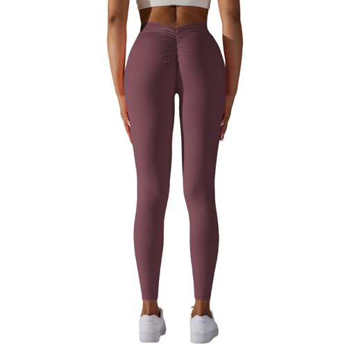 Cross-border naked skin-friendly butt-lifting yoga pants without embarrassing lines leggings high-waist elastic fitness sports nine-point pants for women
