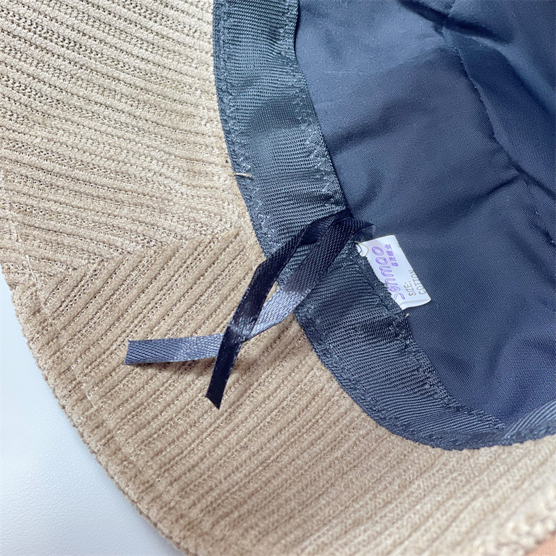 European and American Corduroy Embroidered Fisherman Hat, Children's Warm Water Bucket Hat, Versatile Face Small Wide Brimmed Basin Hat_voghion.com