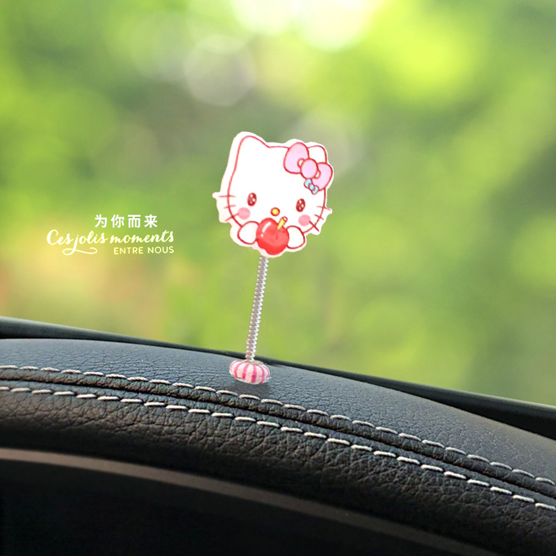 Perro acrílico transfronterizo Hello Kitty sacudiendo la cabeza en la ventana del automóvil, adornos, resorte del automóvil, panel de instrumentos de control central, celebridad de Internet