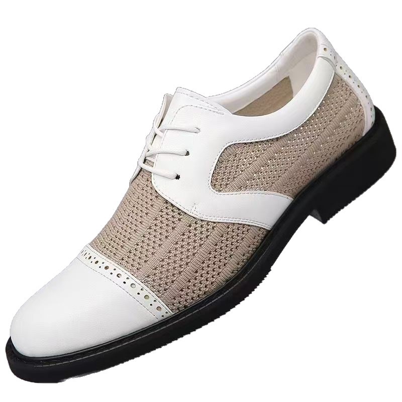 2025 Spring/Summer Mesh Flyknit Breathable Casual Leather Shoes, Men's Lace-Up Round-Toe Sandals, Versatile Low-Top_vogvips.com
